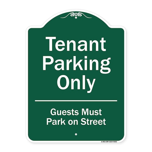 Tenant Parking Guests Park On Street Heavy-Gauge Aluminum Sign, 24" x 18", GW-1824-9882